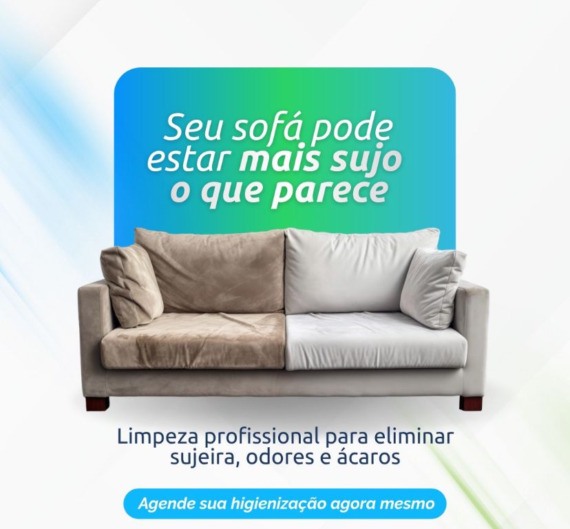 Sofa antes e depois da higienizacao profissional RENOVE CLEAN
